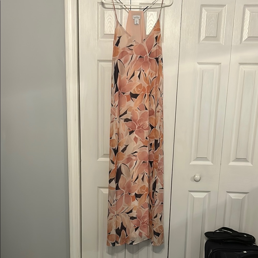 Lulu's Orange and Pink Sleeveless Spaghetti Strap Sundress